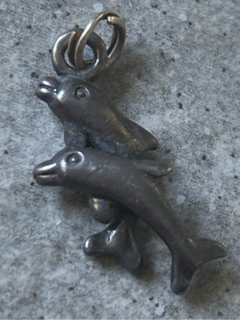.925 Sterling Silver Dolphins Mom Mother Mommy & Baby Child Charm Pendant